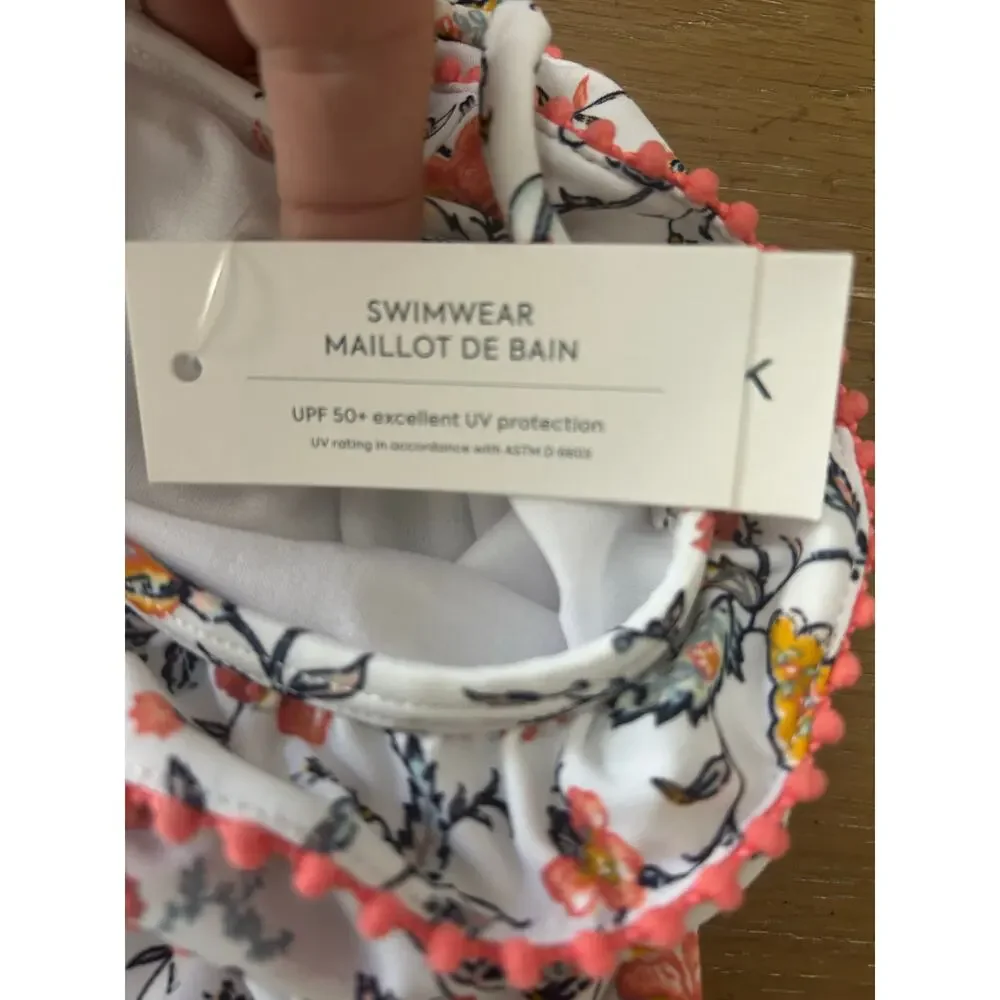 NWT Janie and Jack girls floral one piece Swimsuit 12-18M